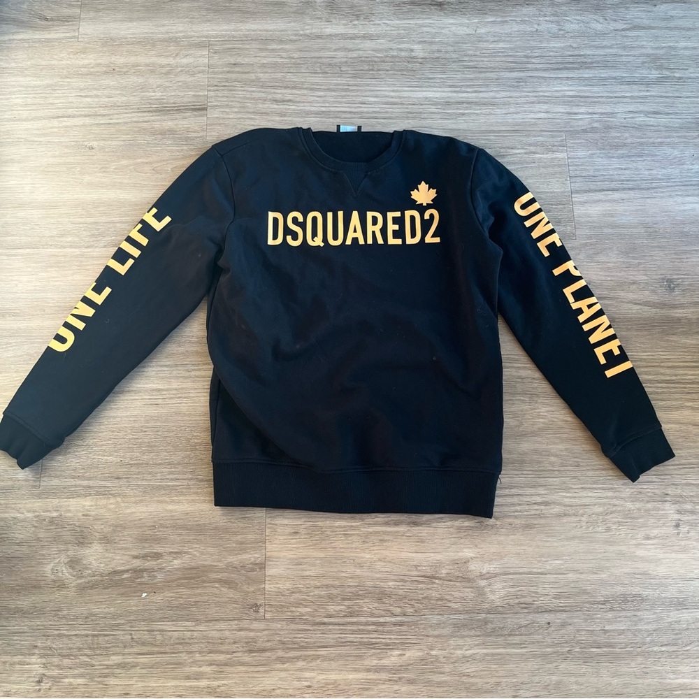 DSQUARED2 Black and Gold Crewneck Sweater